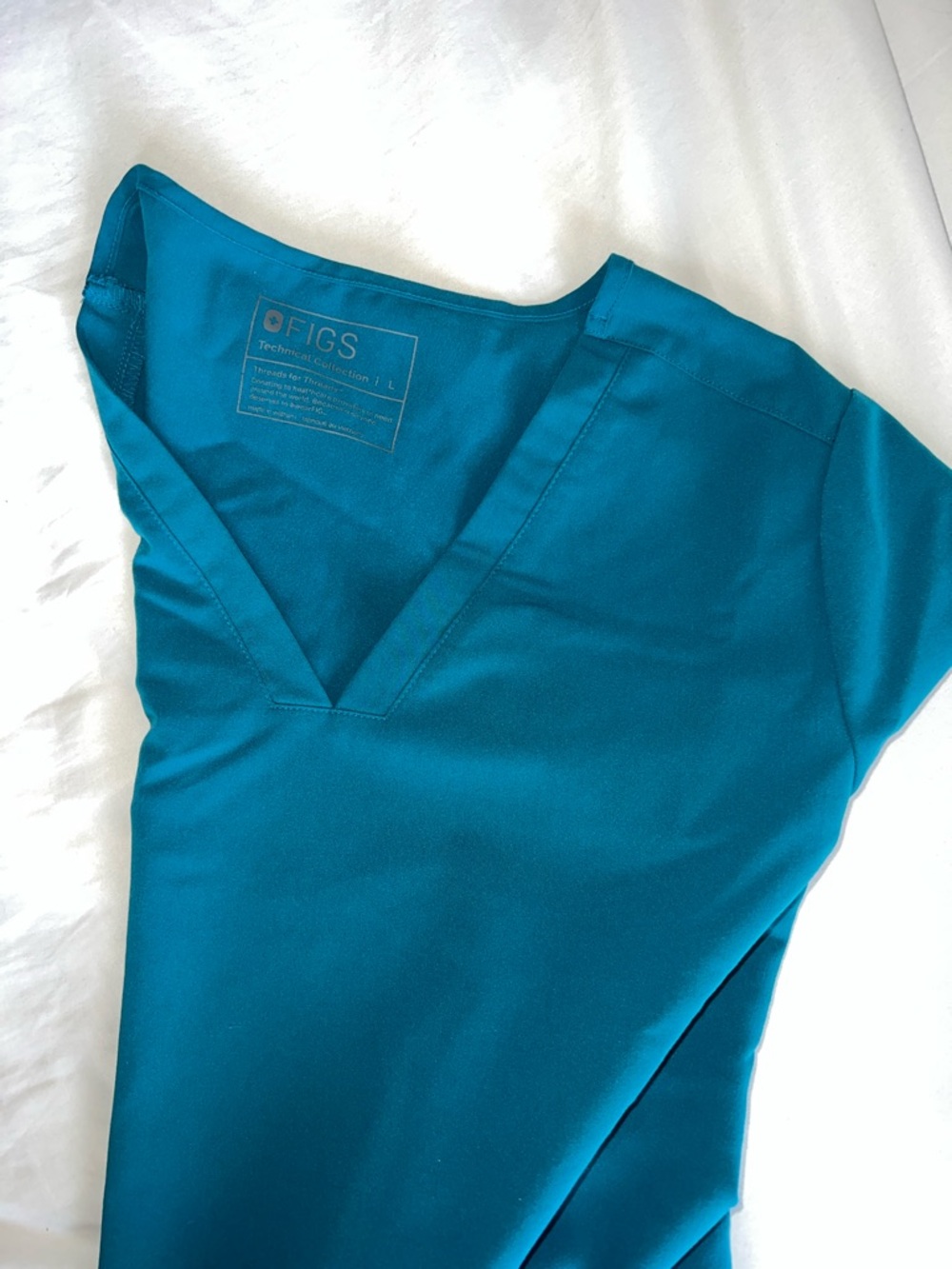 Figs Teal V-Neck Medical Scrub Top